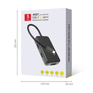 Multifunction type c hub 5 in 1 Dual HDMI USB c hub,2HDMI +VGA usb c hub