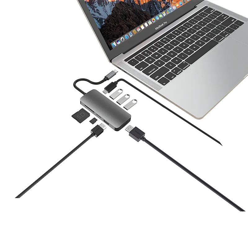 USB-C HUB ,type c to type c with 3 USB +2 HDMI SD/TF