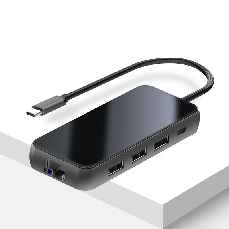 USB C HUB 8-in-1 Computer adapter USB C TO PD+USBX3+HDTV+Rj45+SD+TF