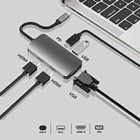Multifunction MST Dual HDMI USB C HUB,5 in 1 type c hub +vga