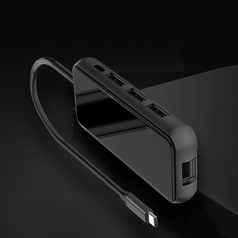 USB C HUB 8-in-1 Computer adapter USB C TO PD+USBX3+HDTV+Rj45+SD+TF