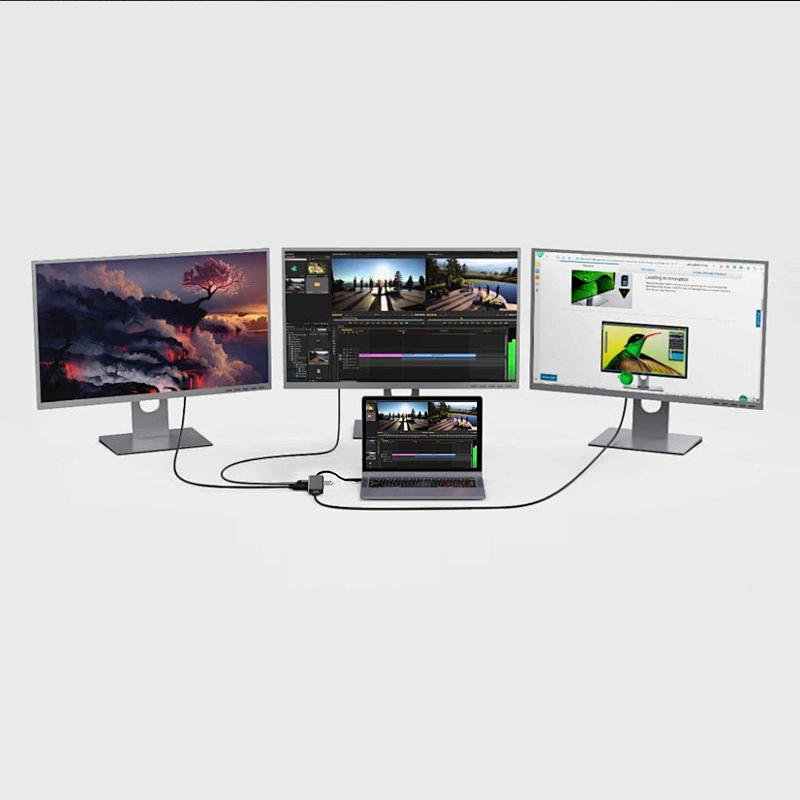 Multifunction type c hub 5 in 1 Dual HDMI USB c hub,2HDMI +VGA usb c hub