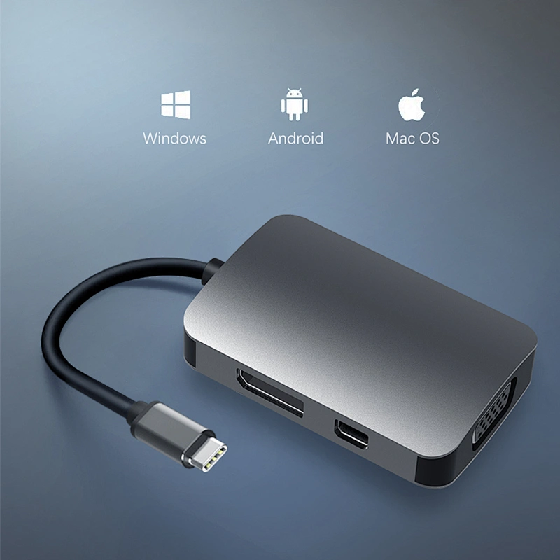 Multifunction type c hub ,4 in 1 USB c hub to HDMI +VGA