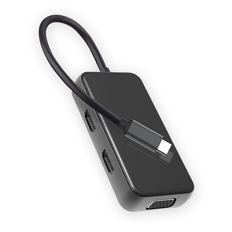 Multifunction type c hub 5 in 1 Dual HDMI USB c hub,2HDMI +VGA usb c hub