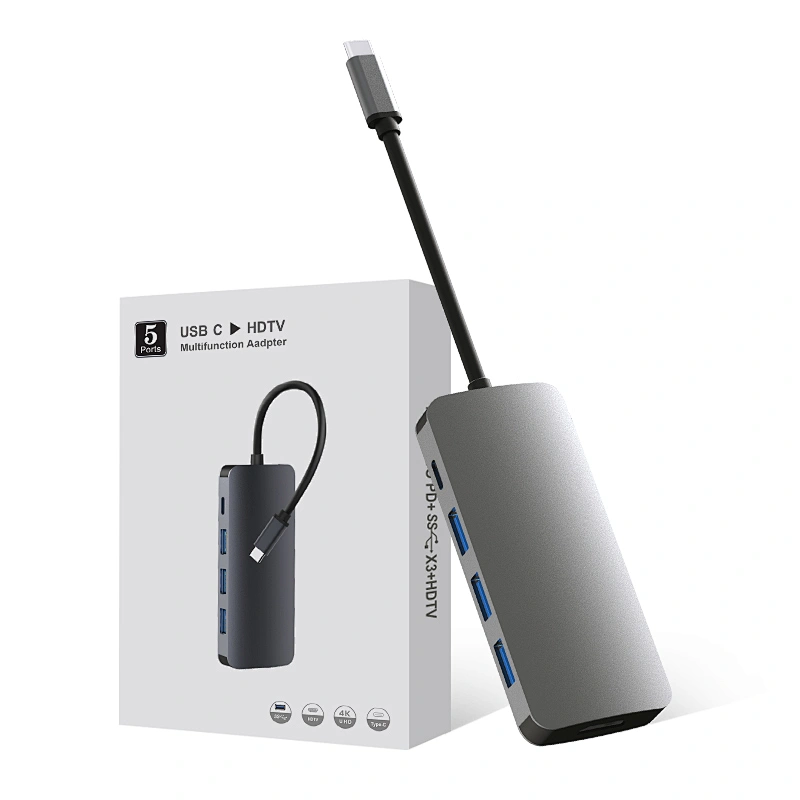 Aluminium USB C HUB,5 in 1 ,USB C TO PD ,HDMI,USB *3