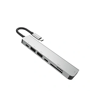 USB C Hub, 7 in 1 Aluminum Type C Adapter USB-C HUB HDMI(60HZ)+USB3.0*2+PD Charging+ SD + TF