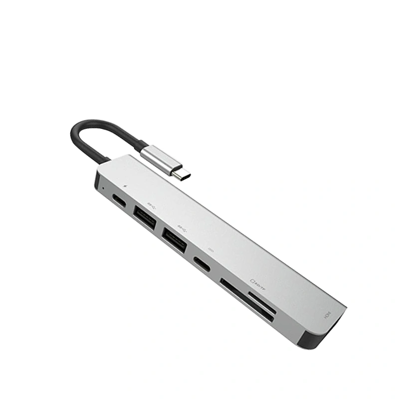 USB C Hub, 7 in 1 Aluminum Type C Adapter USB-C HUB HDMI(60HZ)+USB3.0*2+PD Charging+ SD + TF