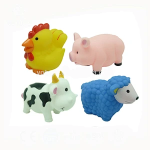 merchandising promotional gift farm animals,mini rubber pigs,novelty toys from china