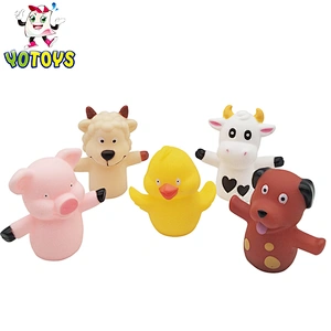 Educational Baby toy cheap plastic dog pig toy hand puppets sets for kids