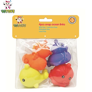 Floating rubber animal snap ocean links soft toys for kids
