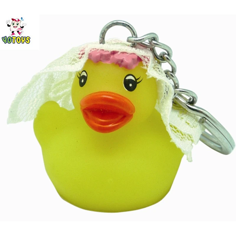 Hot Selling Floating Rubber Keychain with Bridegroom Wedding Duck Toy