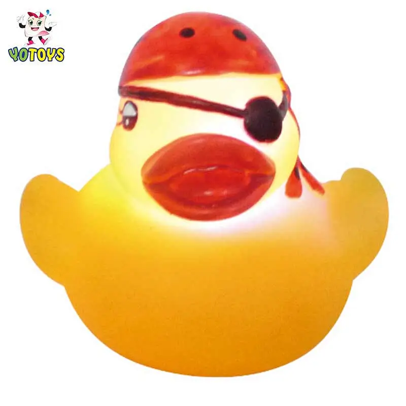 Vinyl Toy Manufacture Flashing Light up bath duck Pirate Shape Duck toy led bath toy for kids