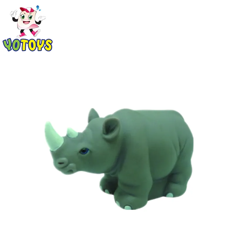 Customized New products big animal rhinoceros shapes shower time rubber toys for baby