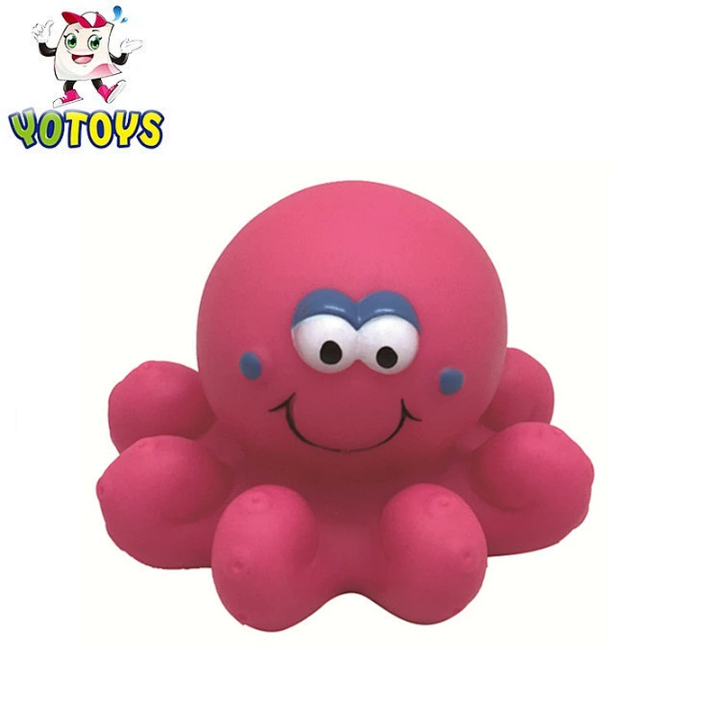 Customized colorful lovely funny small plastic soft octopus bath toy for kids