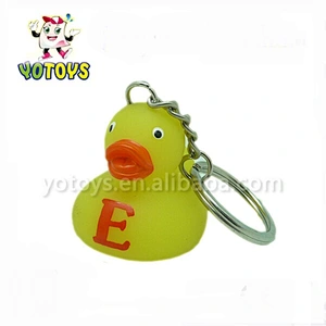 plastic promotion rubber duck keychains, small mini rubber duck