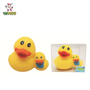 Eco-friendly Plastic Rubber Mon and Kid Bath Duck Toy Animal Toy for Baby Kid