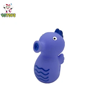 Mannifacture Funny blue small animal sea horse PVC vintage rubber kids toy