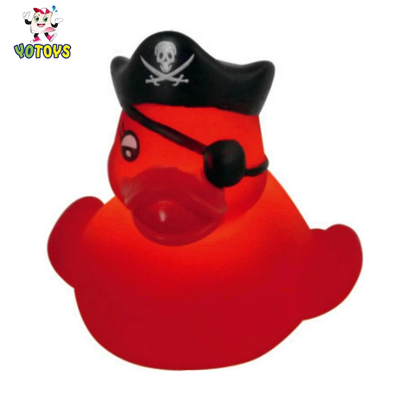 Flashing Changing Color Red Pirate Rubber Duck Bath Toy for Baby Shower