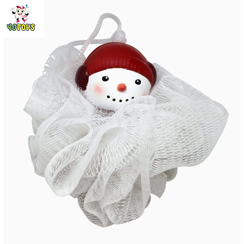 High Quality Baby Washing Mesh Bath Sponge with Santa Toy