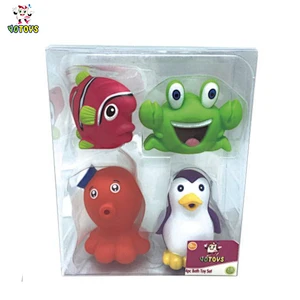 Water Spraying Vinyl Sea Animal Gift Ocean Bath Toy Set for Baby