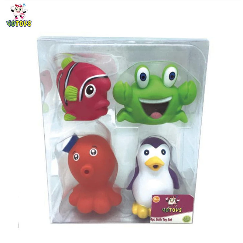 Water Spraying Vinyl Sea Animal Gift Ocean Bath Toy Set for Baby