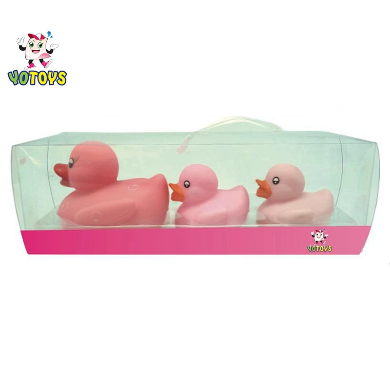Pink and White Color Little Bath Duck with Hearts in PVC Box