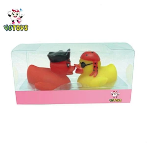 Floating Little 2 Hearts Bath Ducks in Transparent Gift Box