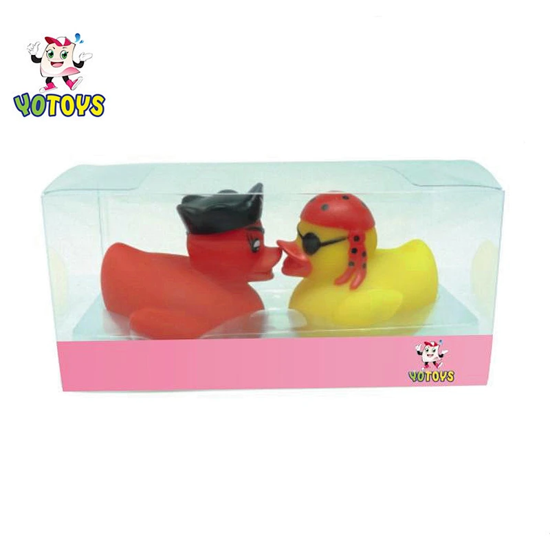 Floating Little 2 Hearts Bath Ducks in Transparent Gift Box