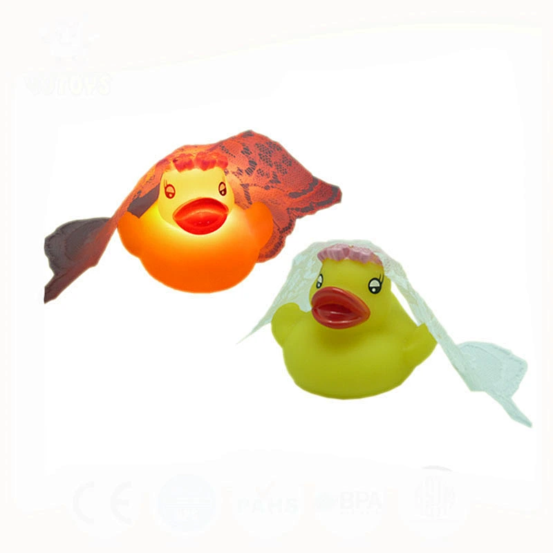 eco-friendly LED baby toy,light up yellow rubber duck,flashing baby bath toy