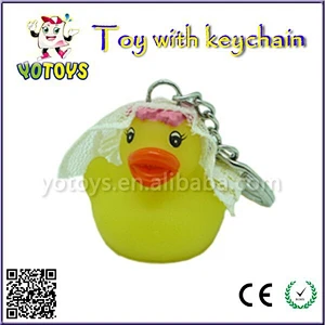 Baby bath toys ,promotion key chain plastic duck, pvc keychain toys for kids