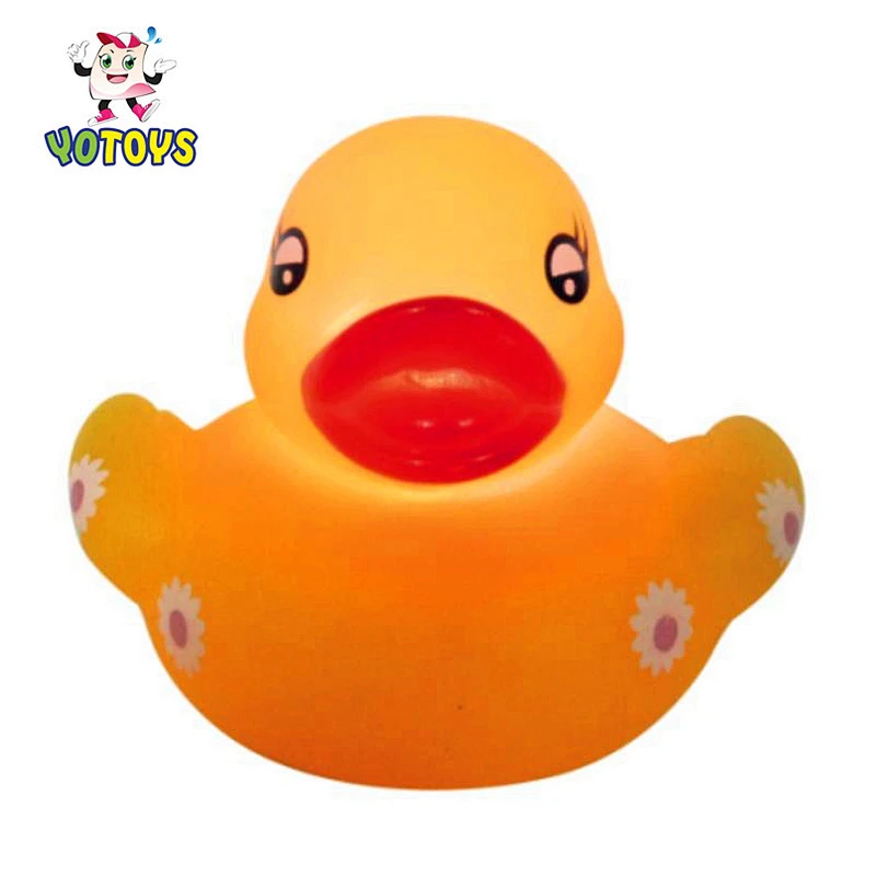 Flashing bulk yellow Rubber Duck with Sun Flower LED Light Up Bath Tub kids Toy