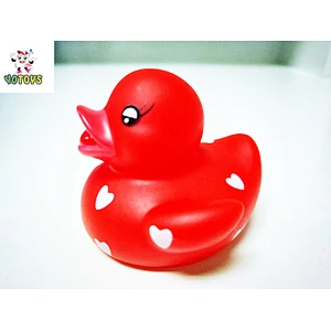 Cute Funny Red Rubber Duck with Hearts Bath Toys Animal 2018