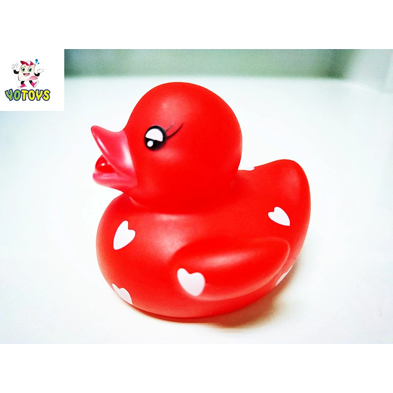 Cute Funny Red Rubber Duck with Hearts Bath Toys Animal 2018