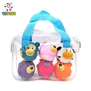 Made in China rubber toy animals custom design plastic cow toy bear pig pvc bath toy animal set
