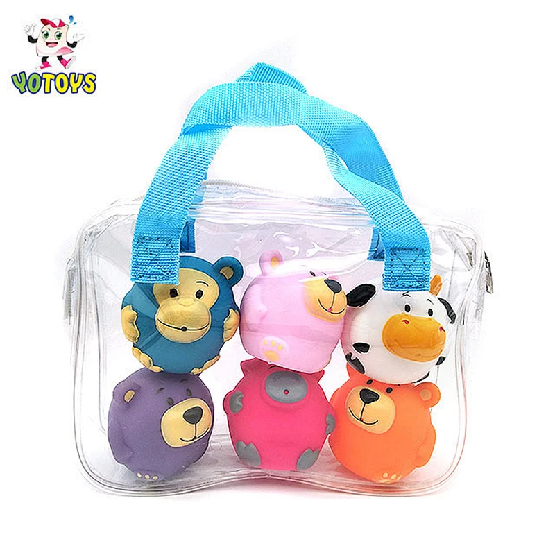 Made in China rubber toy animals custom design plastic cow toy bear pig pvc bath toy animal set
