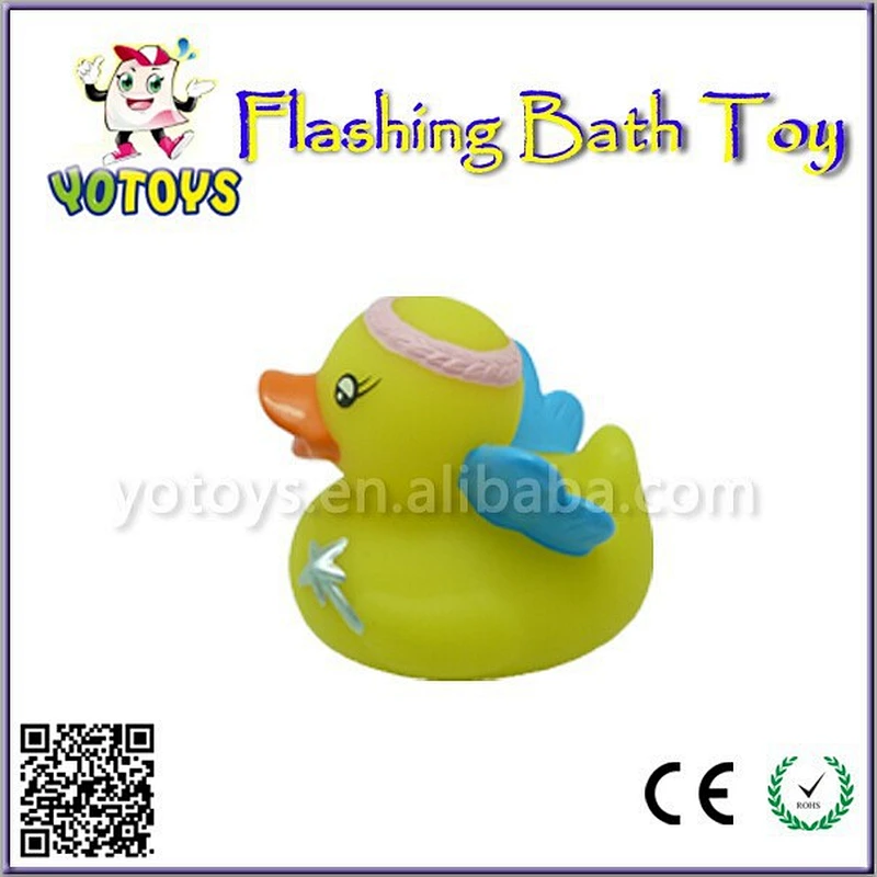 funny LED bath angel duck, led Flashing Plastic rubber duck Toy