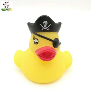 Vinyl Toy Manufacture Flashing Light up bath duck Pirate Shape Duck toy led bath toy for kids