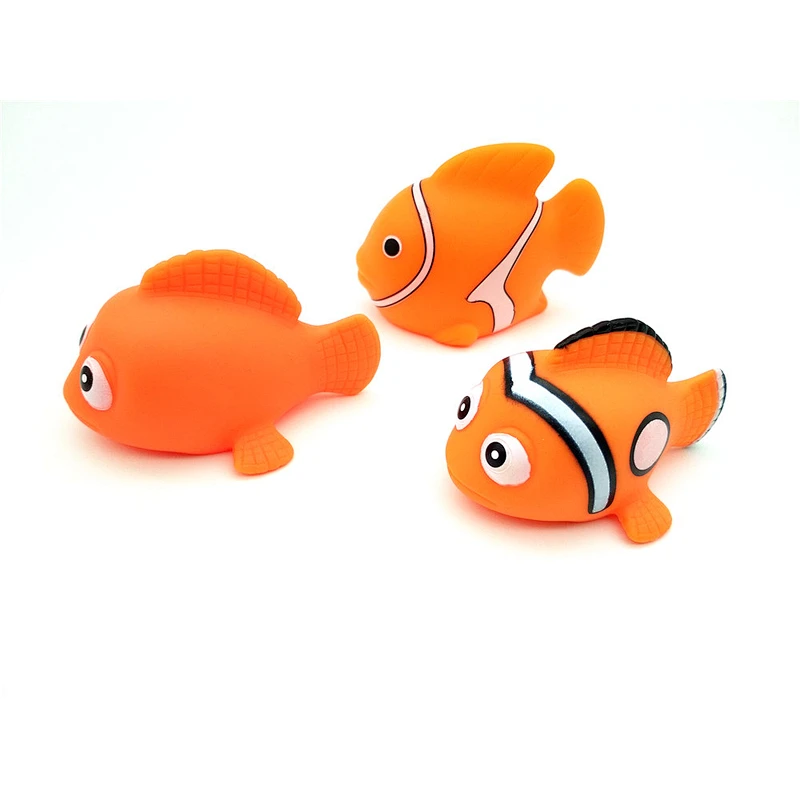 Hot Selling Mini Plastic Fish Water clown fish Toys,Baby Weighted Floating Rubber Sea Animal Toys