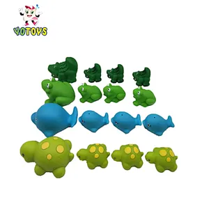 2019 hot selling  Happy   whale  animal family Rubber PVC toys  shower gifts  for baby