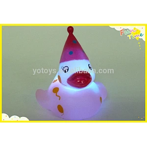Happy Birthday LED flashing rubber duck/ Festival LED flashing duck