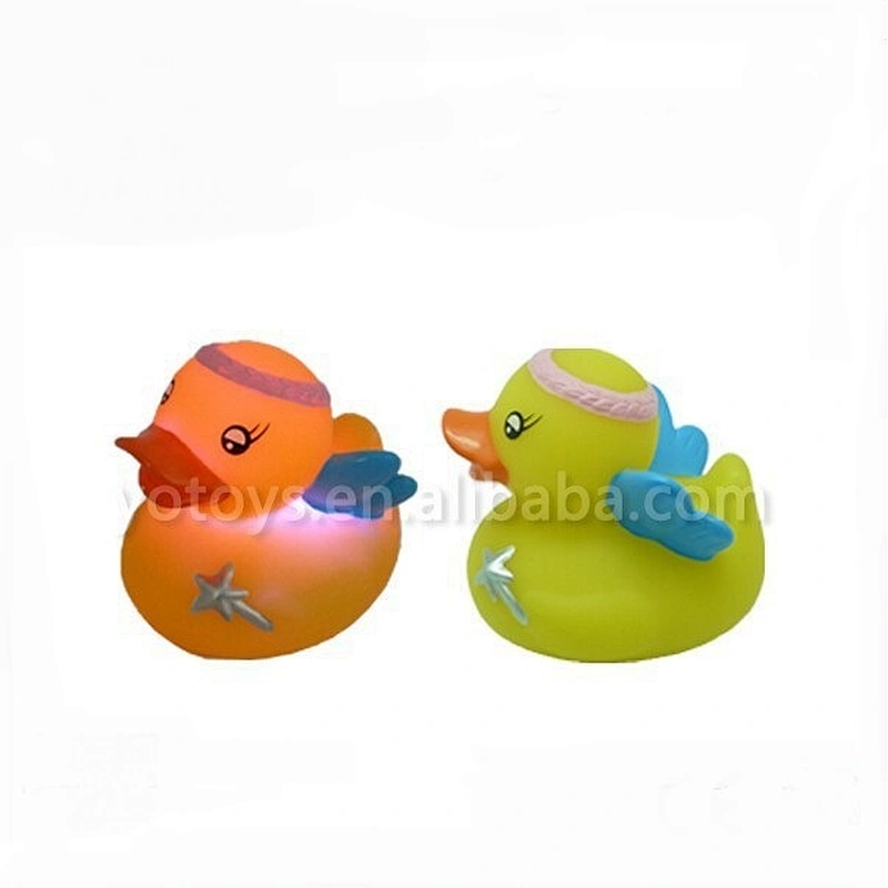 funny LED bath angel duck, led Flashing Plastic rubber duck Toy