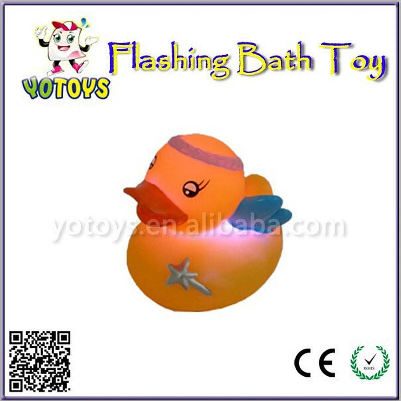funny LED bath angel duck, led Flashing Plastic rubber duck Toy