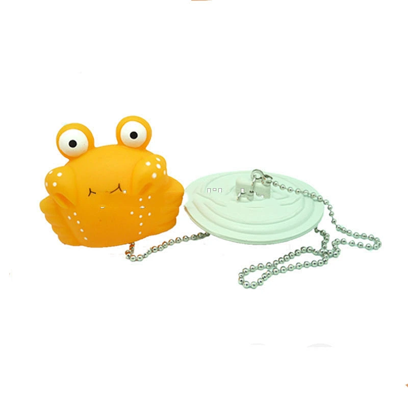 Silicone rubber round white sink bath plug stopper with crab