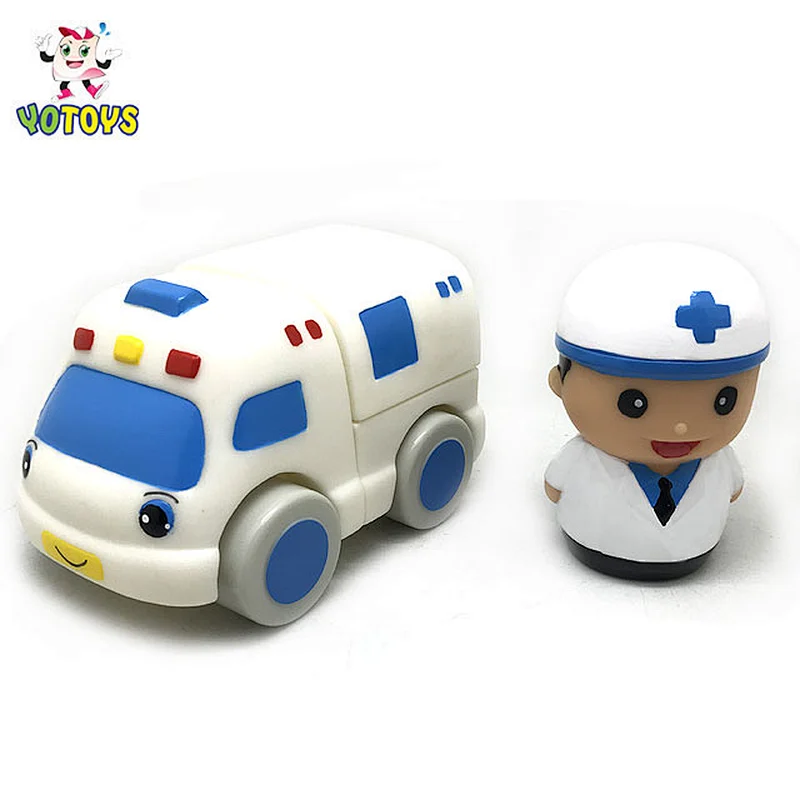 New design Ambulances and doctors plastic car toys educational connecting toys for kids and baby