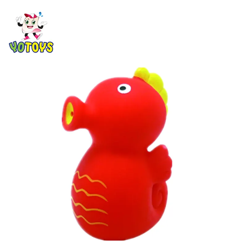 New design fun small animal red sea horse Spraying  Water rubber bath toy for baby