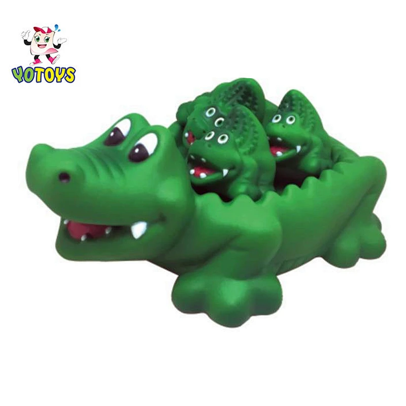 Floating Vinyl Crocodile Bath Toys Family Set with Squeaky Sound