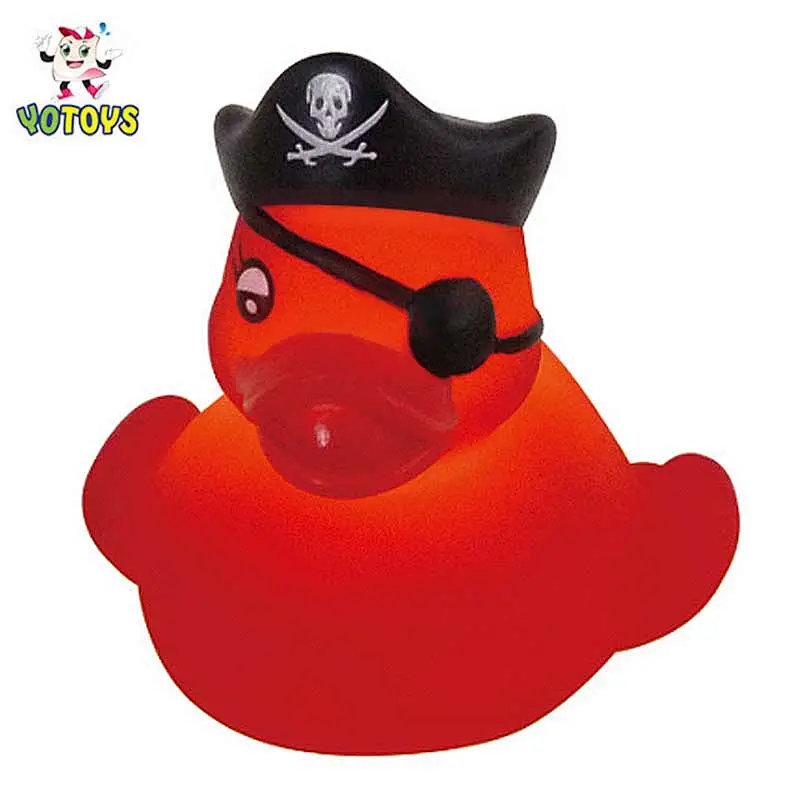 Vinyl Toy Manufacture Flashing Light up bath duck Pirate Shape Duck toy led bath toy for kids
