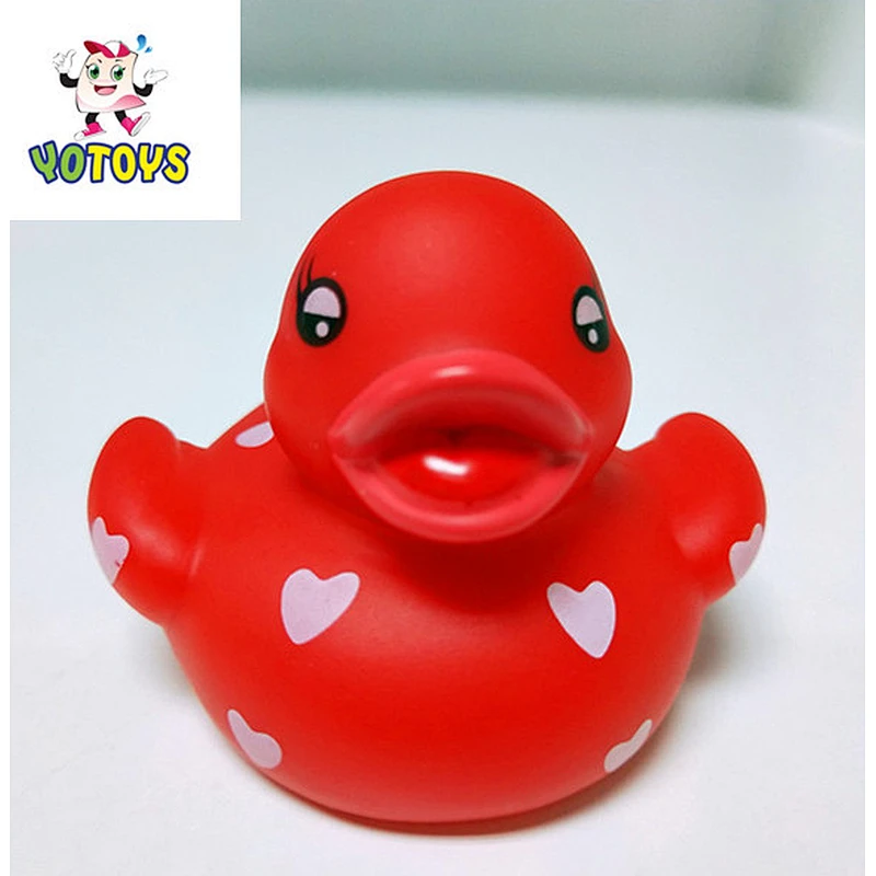 Cute Funny Red Rubber Duck with Hearts Bath Toys Animal 2018