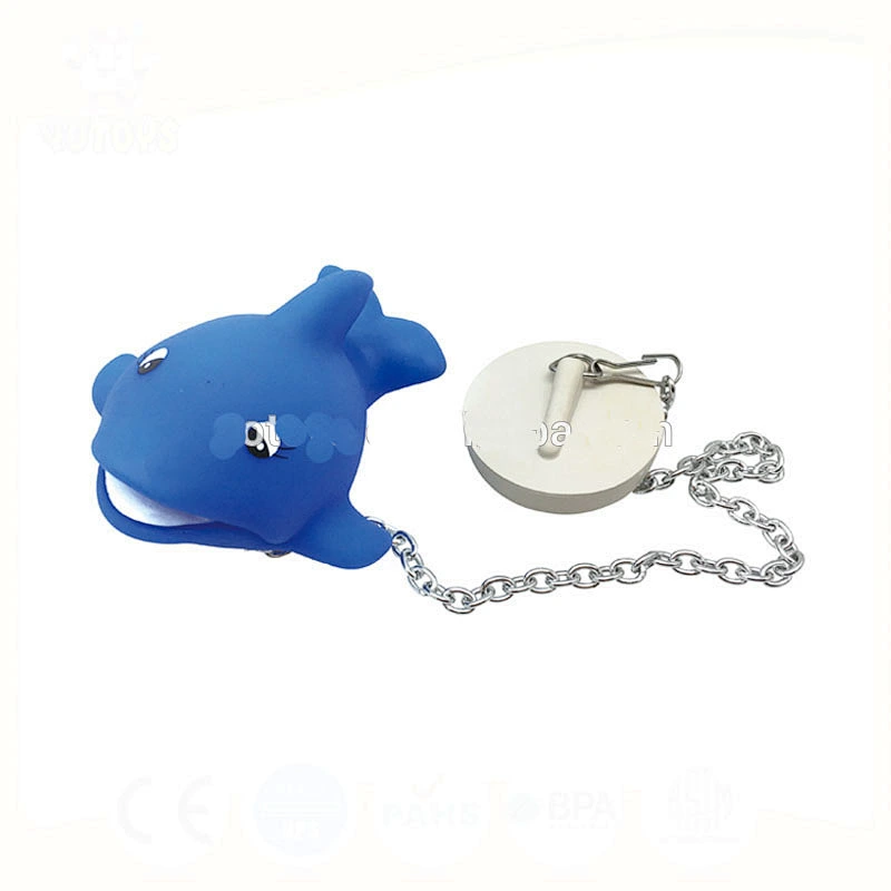 fancy bath stopper with floating dolphin, plastic bathroom toy stopper for baby, bath stopper for drains with vinyl toys
