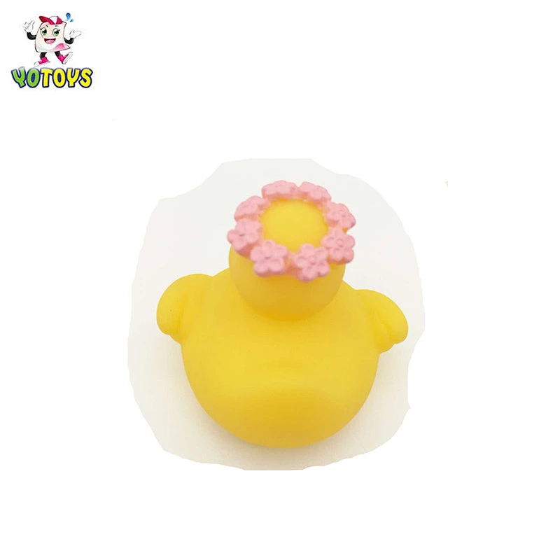 China Baby Bath Rubber Duck Wearing A Wreath Eco-friendly PVC Yellow Duck